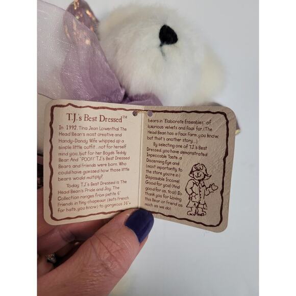Boyds Toof Beary Boyds Bears Tooth Fairy Bear #903016 2002 Retired  Purple White - Picture 10 of 13